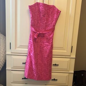 Lilly Pulitzer pink eyelet strapless dress size 10 like new condition